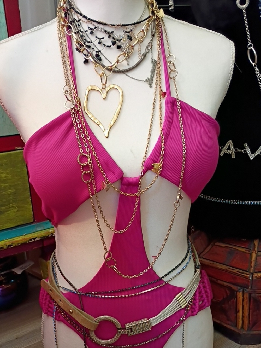 Magenta Cutout One-Piece Swimsuit
